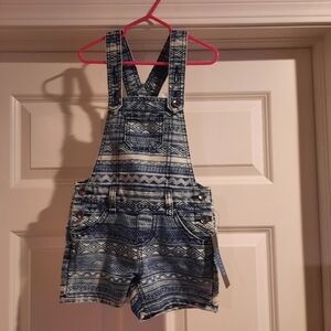 Squeeze Denim Bibs Shortalls Girls Size 6 Aztec Print